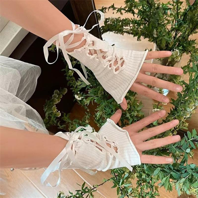 Women Lace‑Up Fingerless Arm S - đánh giá và giá Fingerless Glove Knit