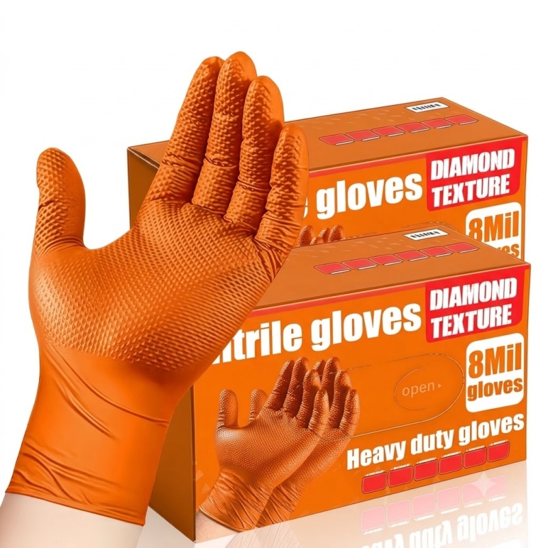 Heavy Duty Orange Nitrile Glov - đánh giá và giá Nitrile Mechanic Glove