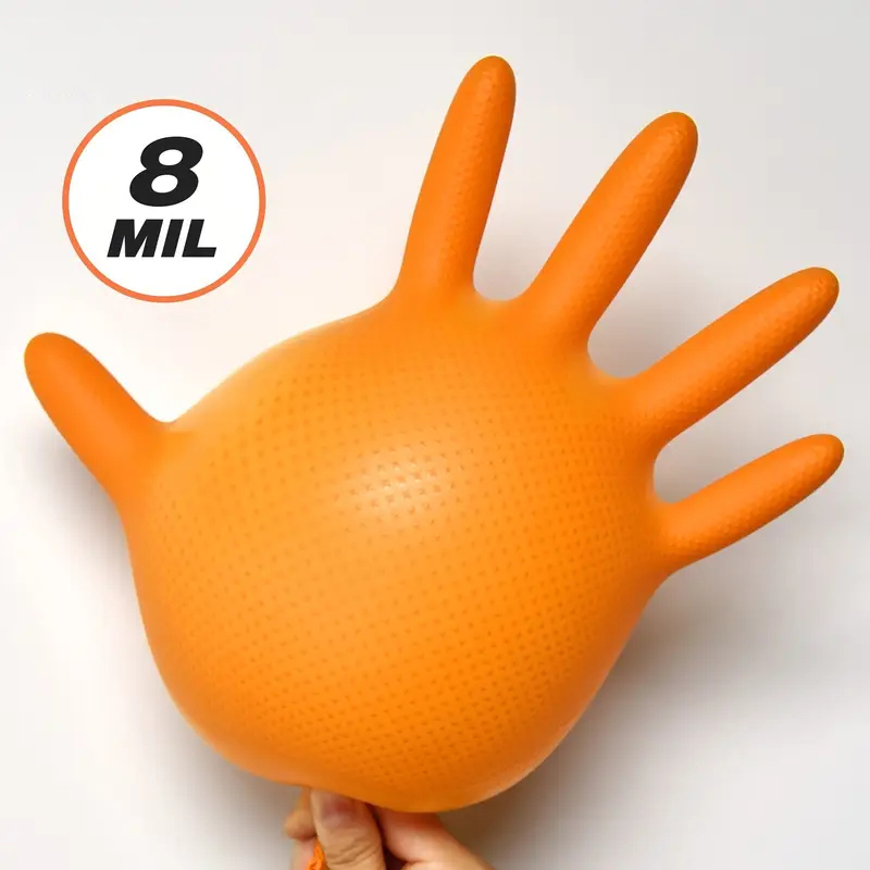 Heavy Duty Orange Nitrile Glov - đánh giá và giá Nitrile Mechanic Glove